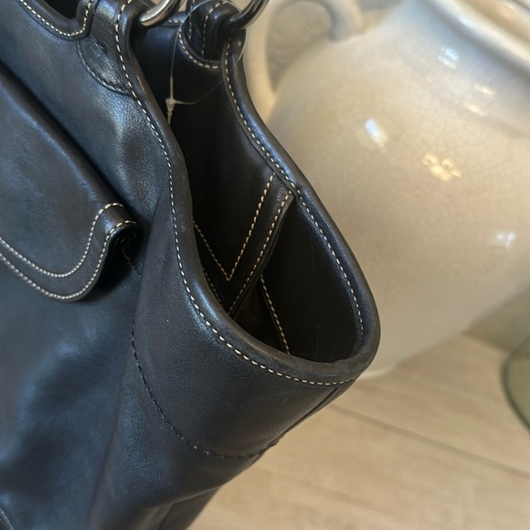 Authentic Coach SOHO Leather whipstitch Tote Style 5770 Black - Picture 4 of 13